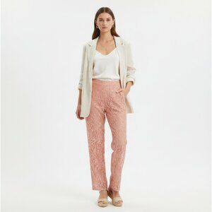 *Guillaume Pink Lace Straight Leg Pant
